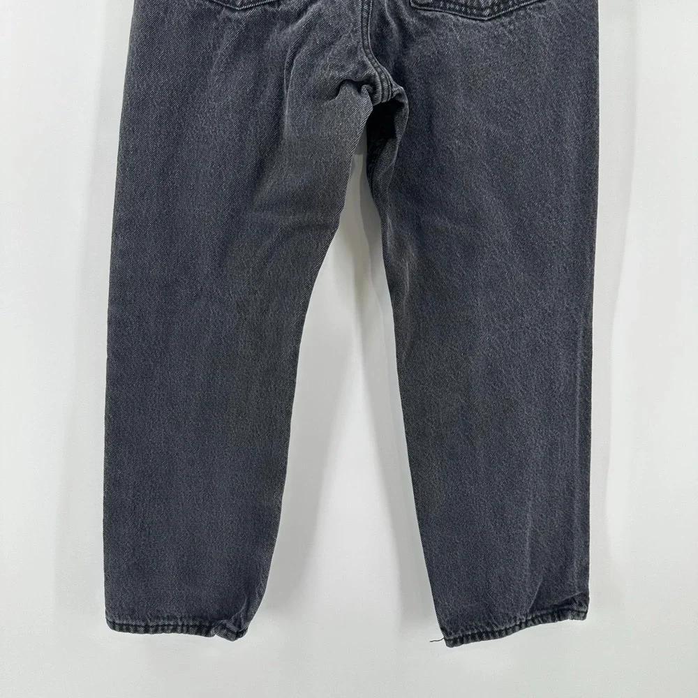 Old Navy Slouchy Straight Jeans Girls 12 Black Cotton Distressed Denim High Rise
